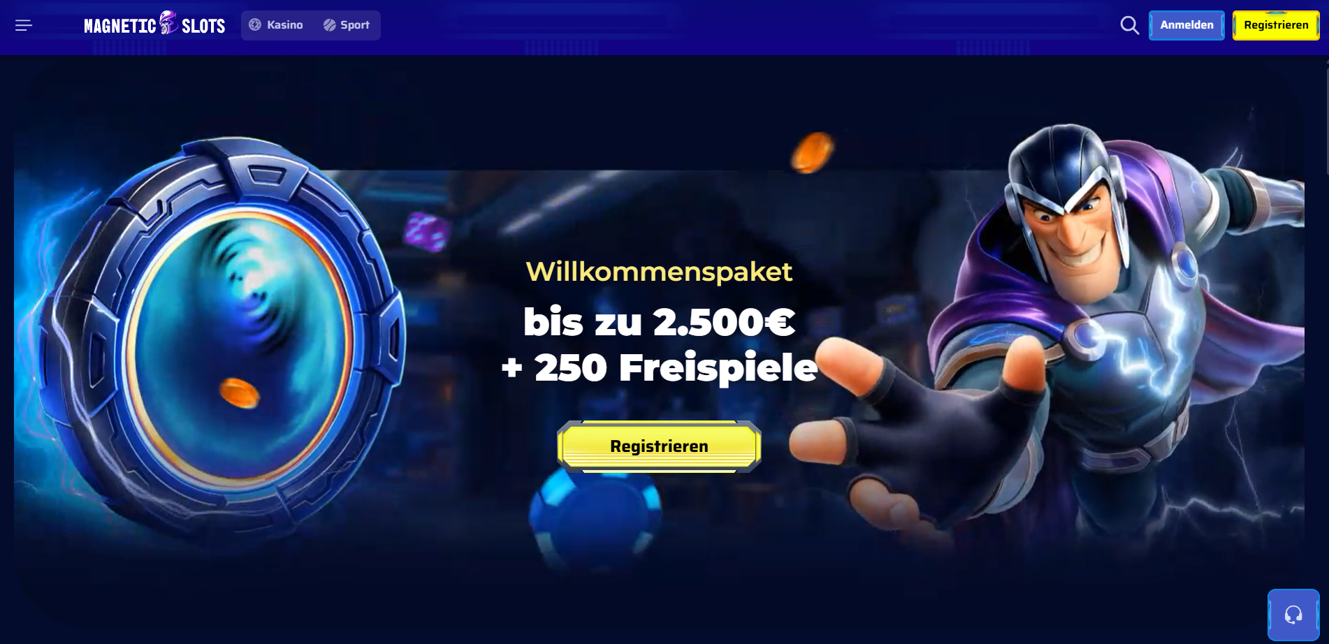 Blick in die MagneticSlots Lobby während unseres 100-€-Testlaufs